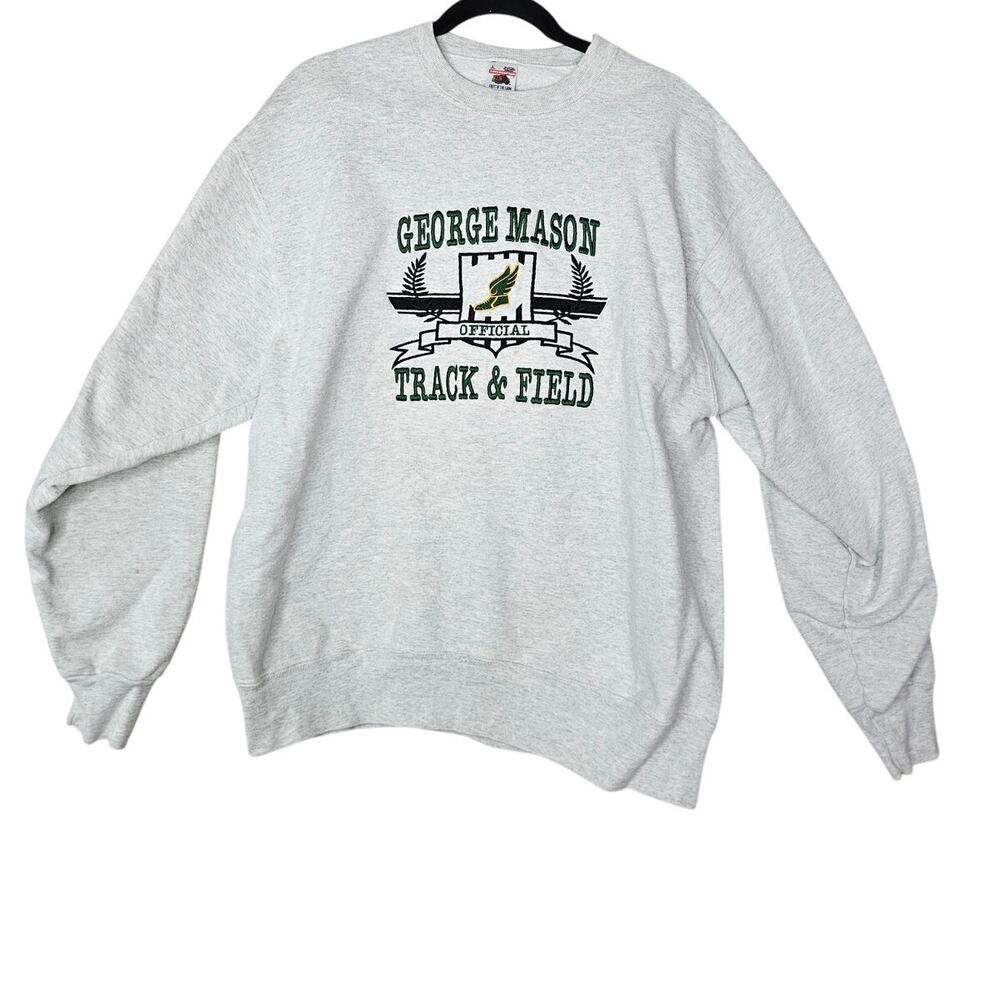 Vintage 90s Fruit of the Loom L George Mason Track Field Embroidered Sweatshirt